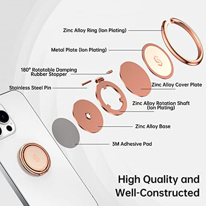 Syncwire Cell Phone Ring Holder Stand, 360 Degree Rotation Finger Ring Kickstand with Polished Metal Phone Grip for Magnetic Car Mount Compatible with iPhone, Samsung, LG, Pixel - Rose Gold - color: Rose Gold, size: 1 Pack