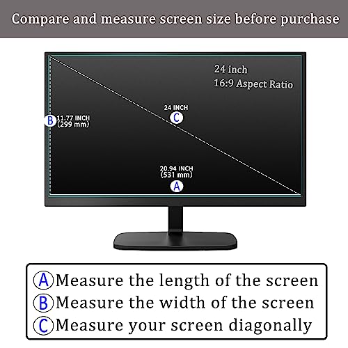 2 Pack 24" Anti Glare Screen Protector for 24-inch 16:9 Widescreen Desktop PC LED Monitor, 24-inch Sceptre/LG/Dell/HP/Acer/ViewSonic/ASUS/Aoc/Samsung Widescreen Monitor Matte Screen Protector - size: 24 inch 16:9 Aspect Ratio