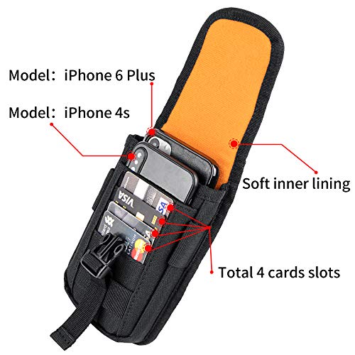 Tactical Cell Phone Holster Pouch, Smartphone Pouch Phone Case Molle Attachment Belt Holder Waist Bag for 4.7"-6.9" with US Flag Patch and Gear Clip for iPhone 17 Pro/16 Pro - color: Camo