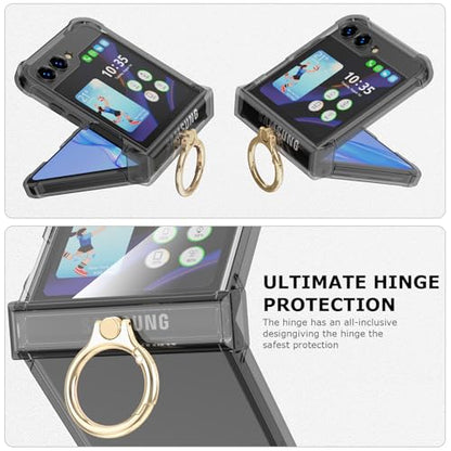 Case for Samsung Galaxy Z Flip 6 Case with Hinge Protection 2 Pack Tempered Glass Screen Protection Cover for Samsung Galaxy Z Flip 6 5G(Black) - color: Black