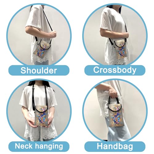 Neoprene Cell Phone Sleeve Pouch Case Bag with Crossbody Strap Neck Lanyard for Women 7.5 X 4.3 in BF Flowers - color: BF Flower