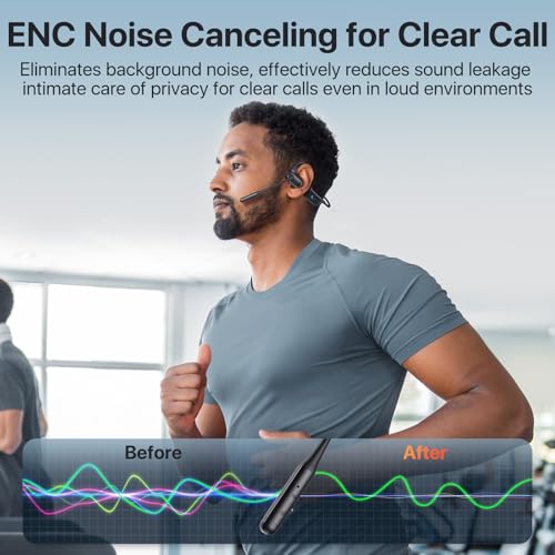 Open Ear Headphones with Mic, 29g Bluetooth Headset, Air Conduction Headphones with Dual Device Connection & Mute, Wireless Headset with Mic for Work, Driving, Office, Workout, Black - color: Black