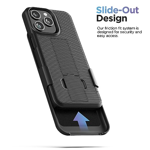 Encased DuraClip Designed for iPhone 15 Pro Max Case with Belt Clip Phone Holster and Kickstand (Matte Black) - size: iPhone 15 Pro Max