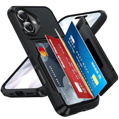 LeYi for iPhone-17 Phone Case Wallet Black: with Credit Card Holder Protective iPhone17 iohone i 17case Covers Women Fundas para Heavy Duty Military Grade Shock Proof Hard Men iPhone17, Black - color: Black, size: iPhone 17 6.3''