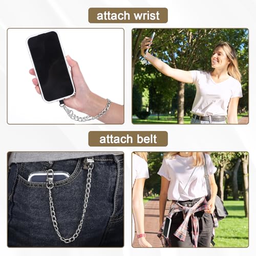 2Pack Phone Lanyard Crossbody with Patch Around the Neck Crossbody Wrist Chain Strap Crossbody for Women Most Phone - color: Silver
