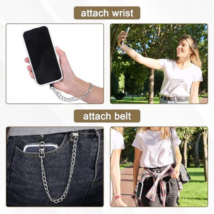 2Pack Phone Lanyard Crossbody with Patch Around the Neck Crossbody Wrist Chain Strap Crossbody for Women Most Phone - color: Silver