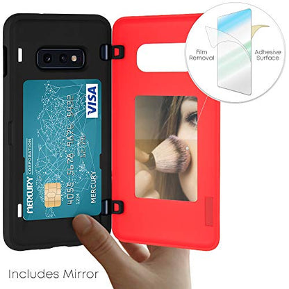 GOOSPERY Magnetic Door Bumper Compatible with Galaxy S10e, Card Holder Wallet Case Easy Magnet Auto Closing Protective Dual Layer Sturdy Phone Back Cover - Red - color: Red, size: Galaxy S10E