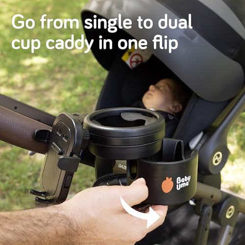 Baby Uma 3-in-1 Cup Holder Phone Holder - Universal Stroller Cup Holder Attachment with 360° Phone Mount, Stanley Cupholder for Stroller, Stroller Accessories