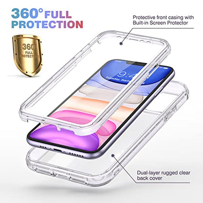 Diaclara Compatible with iPhone 11 Case, Full Body Rugged with Built-in Touch Sensitive Anti-Scratch Screen Protector, Soft TPU Bumper Case Clear Compatible with iPhone 11 6.1" (Crystal Clear) - color: Clear, size: iPhone 11