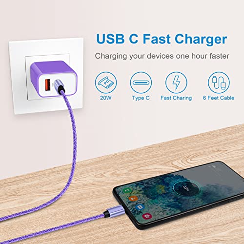 USB C Fast Wall Charger for Google Pixel 11/10a/10/9a/9/9 Pro XL/8a/8/8 Pro - color: Purple