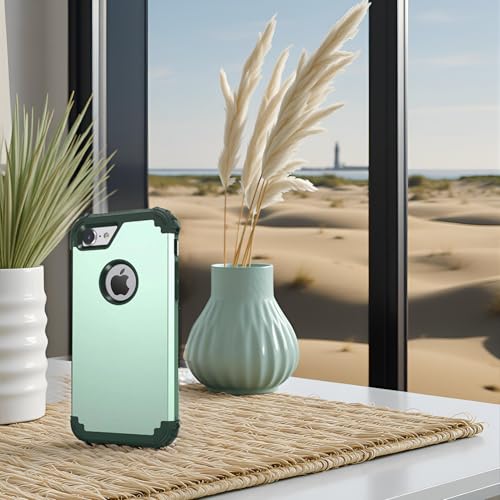 IDweel for iPhone 8 Case with Tempered Glass Screen Protector, for iPhone 7 Case, 3 in 1 Shockproof Slim Hybrid Heavy Duty Hard PC Cover Soft Silicone Bumper Full Body Case,Mint Green - color: Mint
