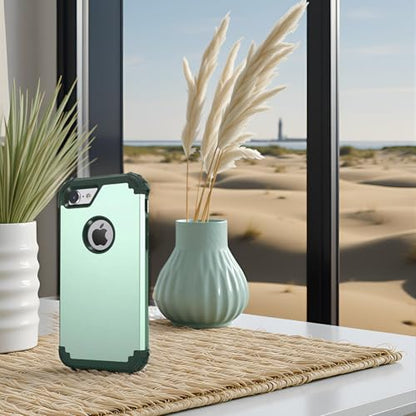 IDweel for iPhone 8 Case with Tempered Glass Screen Protector, for iPhone 7 Case, 3 in 1 Shockproof Slim Hybrid Heavy Duty Hard PC Cover Soft Silicone Bumper Full Body Case,Mint Green - color: Mint