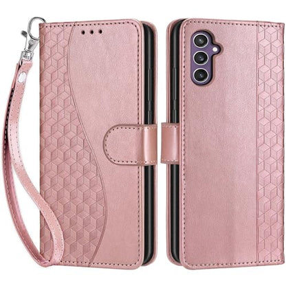 Wallet Case for Samsung Galaxy S23 FE, Rose Gold | Women Flip Folio Cover, Embossed PU Leather, Stand, Credit Card Holders Slots, Wrist Strap - color: 4