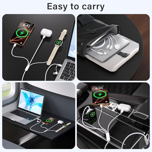 3 in 1 USB C Cable for Apple Watch Charger,iPhone 17/16/15,Lightning 4FT