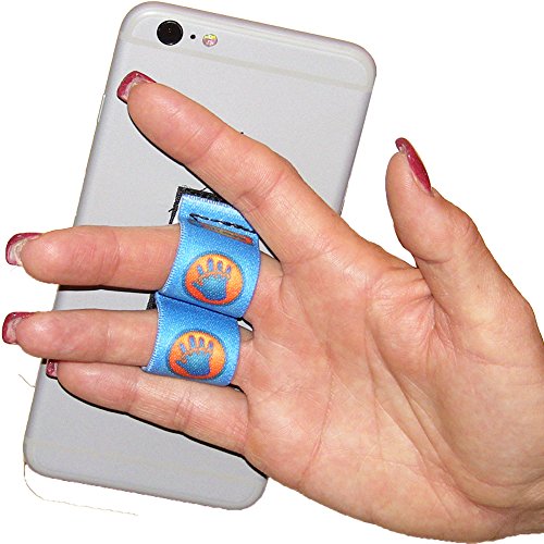 LAZY-HANDS 2-Loop Phone Grip - FITS Most - Blue Hand-in-Circle - color: Blue Hand-In-Circle - Fits Most