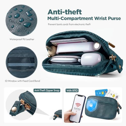 Tiostep Clip and Go Strap for Phone with Wallet Crossbody Phone Lanyard Adjustable and Anti-Theft Leather Purse with RFID Zipper Pouch for Travel Daily Life. Blue - color: Blue