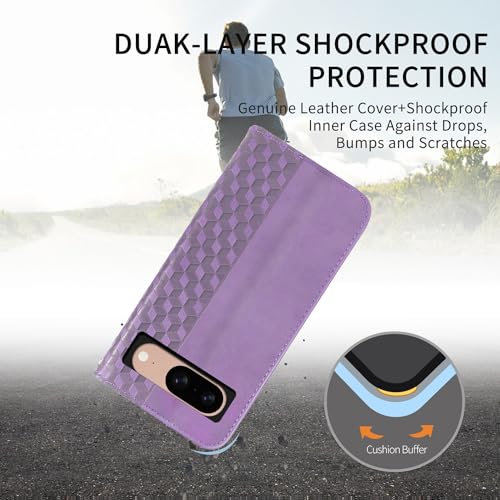 Wallet Case for Google Pixel 8 6.2 inch 2023 - [Strong Magnetic] PU Leather Folio Flip Case with Card Holder Kickstand Protective Phone Cover - Purple - color: Purple, size: Google Pixel 8 6.2"