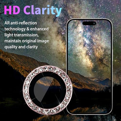 Camera Lens Protector for iPhone 15 Pro/15 Pro Max, Diamond Pink - color: Diamond Pink