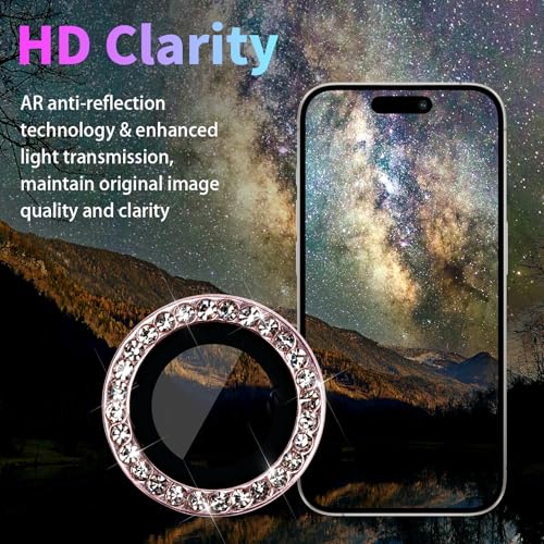 Camera Lens Protector for iPhone 16 Pro/16 Pro Max, Diamond Pink - color: Diamond Pink
