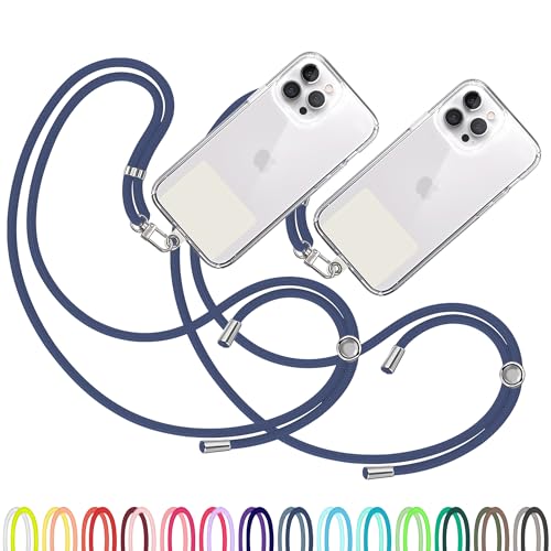 TBOC 2X Cell Phone Lanyard [Dark Blue] - Comfortable Universal Smartphone Lanyard - Easy to Use Neck Phone Holder [White Ice Patch] - Adjustable Length Phone Strap Crossbody - Fits All Mobile Phones - color: Dark Blue