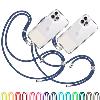 TBOC 2X Cell Phone Lanyard [Dark Blue] - Comfortable Universal Smartphone Lanyard - Easy to Use Neck Phone Holder [White Ice Patch] - Adjustable Length Phone Strap Crossbody - Fits All Mobile Phones - color: Dark Blue