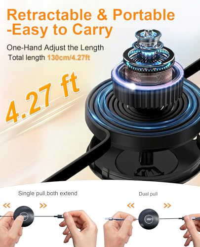 3 in 2 Retractable USB C Cable for Apple Watch Charger - 100W USB C and iWatch Charger with Data Sync, Portable Travel Cable for iWatch Ultra 2/SE2/Series 11-1, iPhone 17/16/15, iPad, AirPods, MacBook