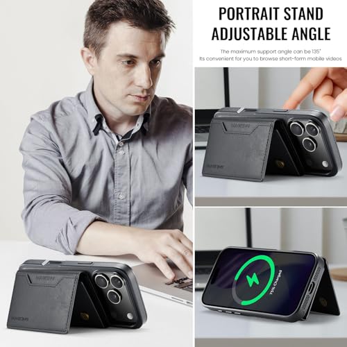 K2 2 in 1 Detachable Magnetic Phone Cases Compatible with iPhone 17 Pro Case with Card Holder RFID Blocking, Compatible with Magsafe Wallet, Leather 6.3'' (Black, iPhone 17 Pro) - color: Black, size: iPhone 17 Pro