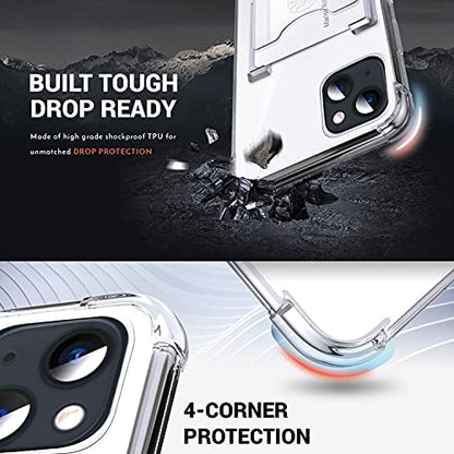 Shields Up for iPhone 13 Case with Card Holder Stand, 6.1", Clear - color: Clear, size: iPhone 13