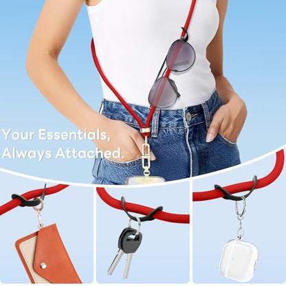 Adjustable Anti-Theft Phone Lanyard Neck & Crossbody Strap with 0.2mm Metal Tab & Comfort-Fit 8mm Rope(Tangerine) - color: Tangerine