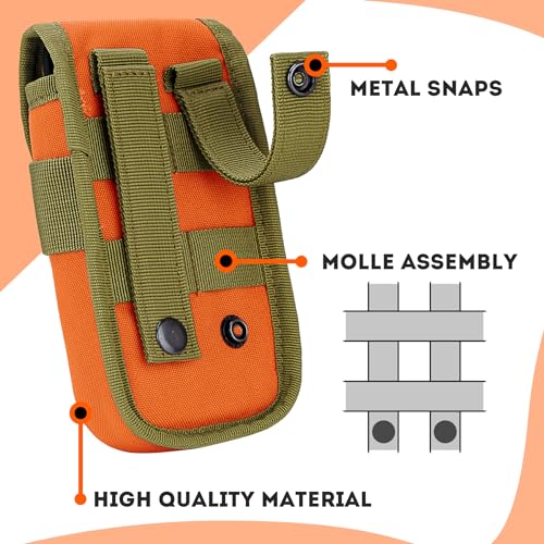 Tactical Phone Holster Pouch Case, Molle Gadget Bag Molle Attachment Belt Holder Waist Bag for 4.7"-6.9" with US Flag Patch for iPhone 18 Pro Max/17 Pro/16 Pro/15 Pro - color: Orange