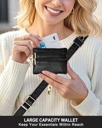 Nipichsha Crossbody Phone Strap with Wallet, Clip and Go Strap for Phone - color: Black Great Wall