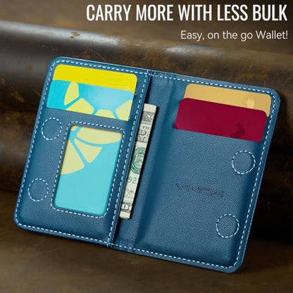Vinich for MagSafe Wallet Magnetic RFID Blocking Card Holder, Blue - color: Blue