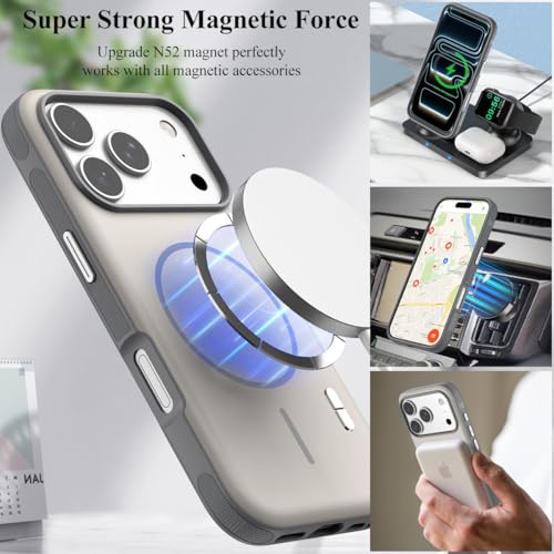Nvollnoe for iPhone 17 Pro Case with Card Holder & Screen Protector, Compatible with Magsafe, Built-in Kickstand, Detachable Magnetic Wallet Case for iPhone 17 Pro(White) - color: White