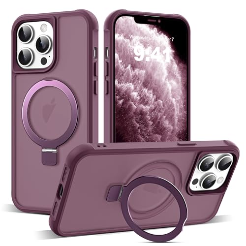 SKYLMW Compatible with iPhone 11 Pro Max Case with Stand,Wine Red | iPhone 11 Pro Max Phone Case 6.5",Magnetic Ring Stand,Compatible with MagSafe,Military-Grade Protection,Great Grip Feeling - color: Wine Red, size: Iphone 11 Pro Max