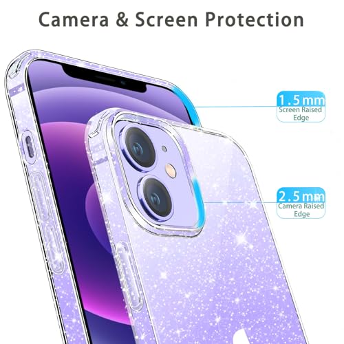 JJGoo Crystal Glitter Designed for iPhone 12 Case/for iPhone 12 Pro Case for Women, Sparkle Bling Shockproof Protective Thin Slim Case (6.1”) 2020, Clear Glitter - color: Bling