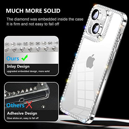 Compatible with iPhone 12 Case for Women Girls 3D Glitter Sparkle Bling Case Luxury Shiny Cute Crystal Clear Charms Rhinestone Diamond Bumper Soft TPU Cover Case for iPhone 12 - size: iPhone 12