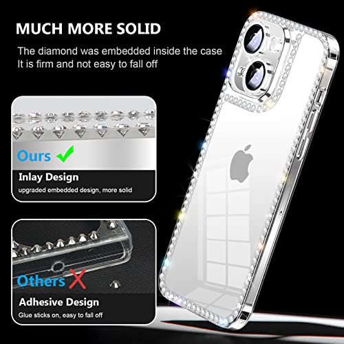 Compatible with iPhone 13 Bling Case for Women Girls 3D Glitter Sparkle Luxury Shiny Cute Crystal Charms Rhinestone Diamond Bumper Soft TPU Clear Protective Cover for iPhone 13 - size: iPhone 13