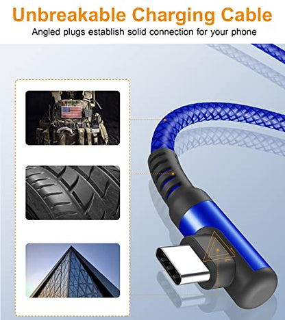 USB to USB C Cable Right Angle 3.1A Fast Charging Carplay 2Pack 6.6ft Blue - color: blue, size: 6.6ft+6.6ft