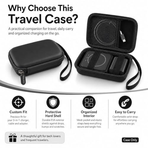 ANKHOH Travel Case for Iseyyox/for QUZUDN/for RTOPS 3 in 1 Wireless Charger - color: Black