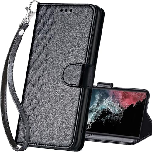 for Samsung Galaxy S23 Ultra Wallet case, Black-Cube | 3 Card Holders, Kickstand, Shockproof TPU Shell, PU Leather, Magnetic Closure, Protective Flip Folio Cover, Women - color: 4