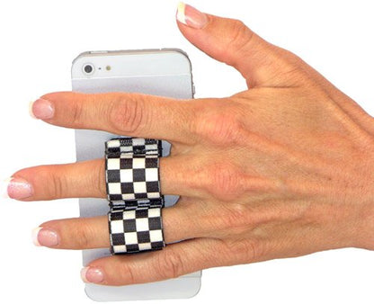 LAZY-HANDS 2-Loop Phone Grip - FITS Most - Black & White Checkers - color: Black & White Checkers - Fits Most