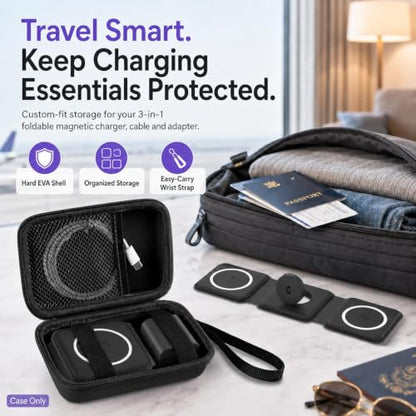 ANKHOH Travel Case for Iseyyox/for QUZUDN/for RTOPS 3 in 1 Wireless Charger - color: Black