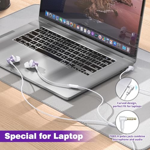 ASKUBSKU 3.5mm Headphones Wired Earbuds for Chromebook Laptop PC, Purple - color: Purple