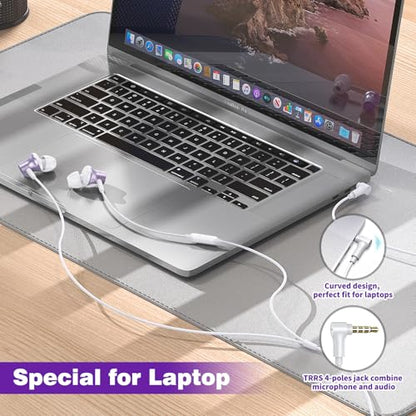 ASKUBSKU 3.5mm Headphones Wired Earbuds for Chromebook Laptop PC, Purple - color: Purple