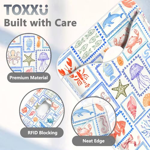 Tropical Stamps Magnetic Wallet Compatible with Magsafe Wallets for iPhone 17/16/15/14/13/12 Series Pro Max Plus CPhone Sea Animals Card Holder Fit 3 Cards for Women Lether Ocean Postcard - color: Z-Ocean Postcard