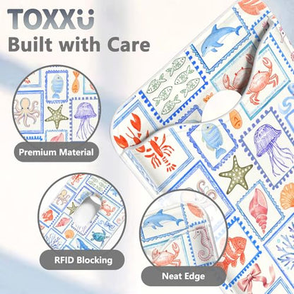 Tropical Stamps Magnetic Wallet Compatible with Magsafe Wallets for iPhone 17/16/15/14/13/12 Series Pro Max Plus CPhone Sea Animals Card Holder Fit 3 Cards for Women Lether Ocean Postcard - color: Z-Ocean Postcard