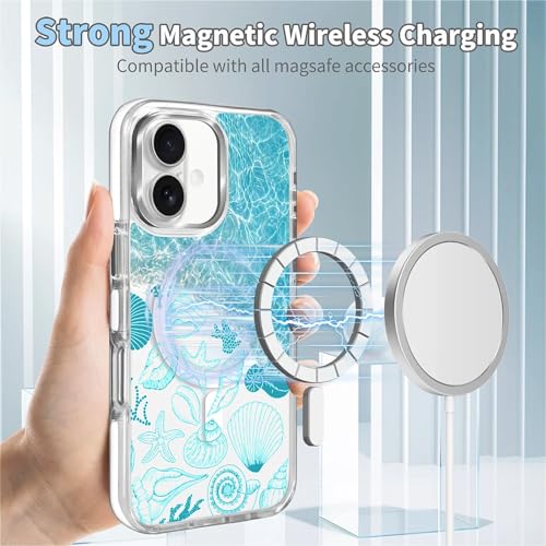 VisEnt Clear Case for iPhone 17, Magnetic Phone Case, Transparent Slim Cover, Military Grade Protection, Shockproof, Anti-Yellowing, Scratch Resistant, Ocean Wave Shell - color: Ocean Wave Shell, size: Iphone 17