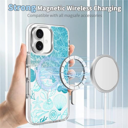 VisEnt Clear Case for iPhone 17, Magnetic Phone Case, Transparent Slim Cover, Military Grade Protection, Shockproof, Anti-Yellowing, Scratch Resistant, Ocean Wave Shell - color: Ocean Wave Shell, size: Iphone 17
