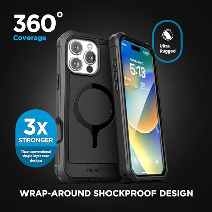 Encased Protective Belt Case for iPhone 16 Pro with Built-in Screen Protector and Phone Holster Clip (Compatible with MagSafe) Heavy-Duty Hybrid Rugged Cover - size: iPhone 16 Pro
