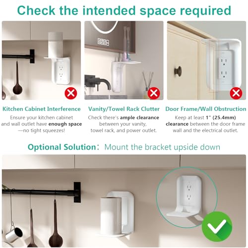 WALI Outlet Shelf Wall Holder,Bathroom Walls Shelves up to 10lbs Standard Vertical Duplex Wall Shelf Organizer for Smart Home Decor Space Saving Power Tools, Toothbrush (OLS002-W), 2 Pack, White - size: Small